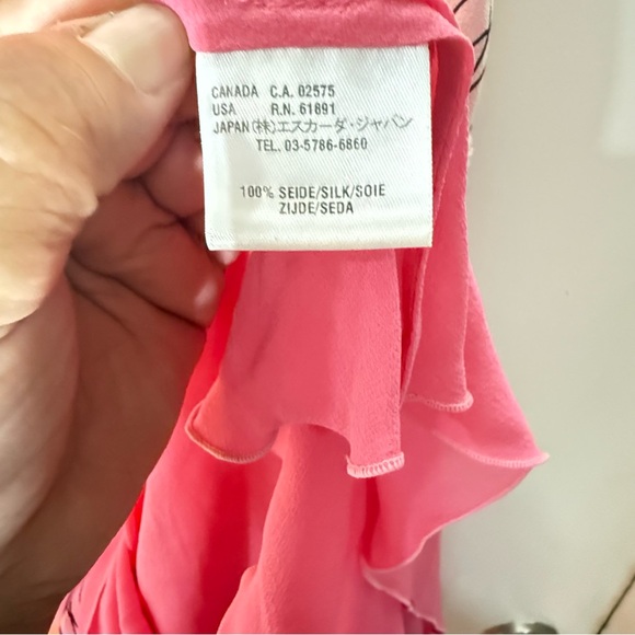 Escada Silk Floral Sleeveless Midi Dress Pink Orange Size 42 - Picture 8 of 9